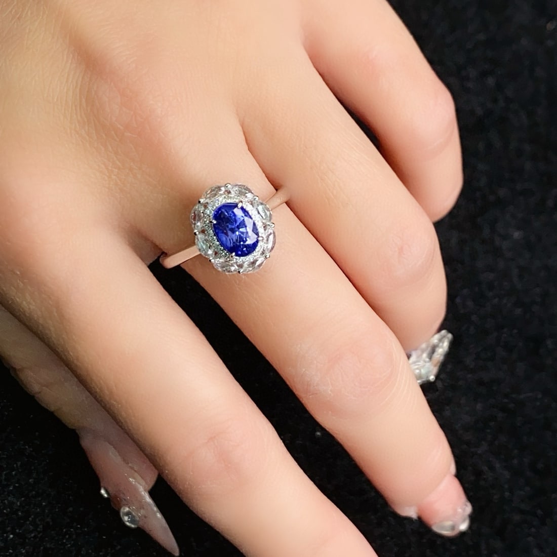 14k Gold 1.4 Ct Natural Sapphire & Diamond Ring - 5