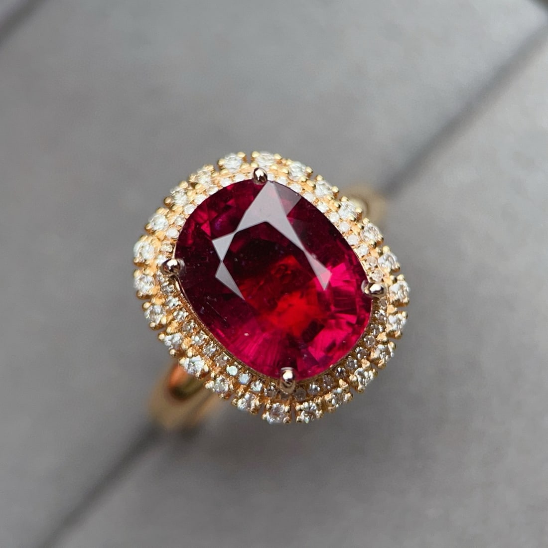 14k Gold 5.17 Ctw Natural Tourmaline & Diamond Ring - 2