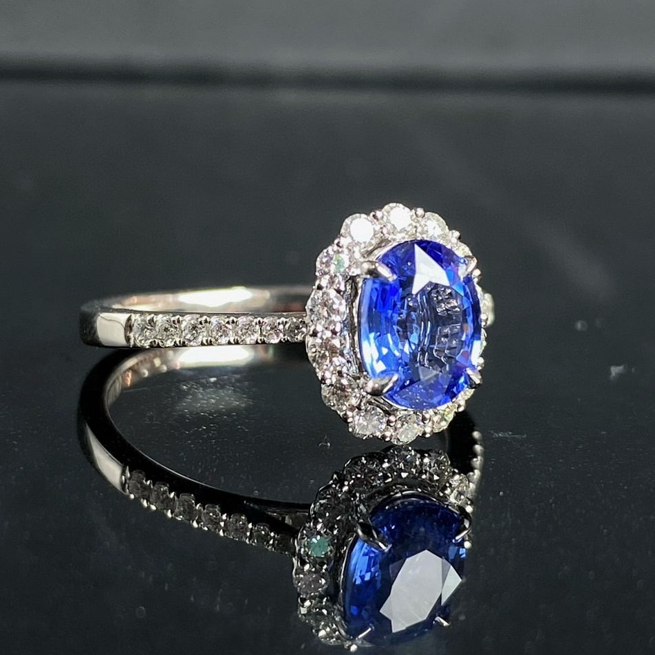 14k Gold 1.87 Ctw Natural Sapphire & Diamond Ring - 7