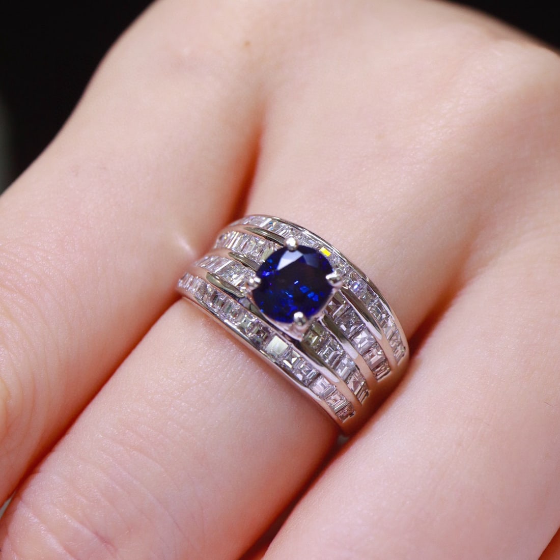 14k Gold 2.94 Ctw Natural Sapphire & Diamond Ring - 4