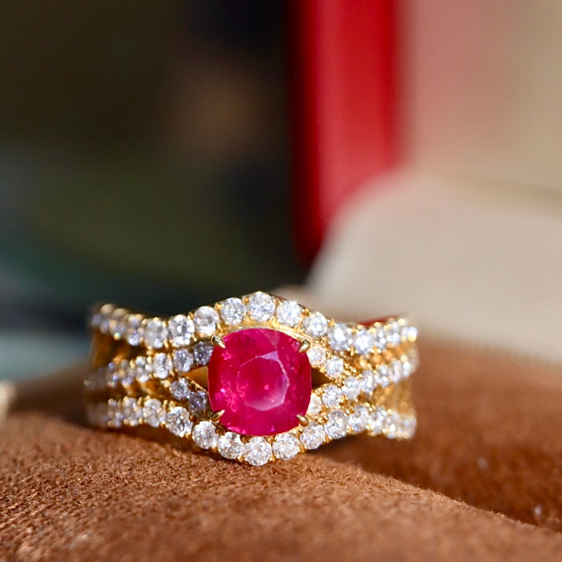 14k Gold 1.71 Ctw Natural Ruby & Diamond Ring (1 of 9)