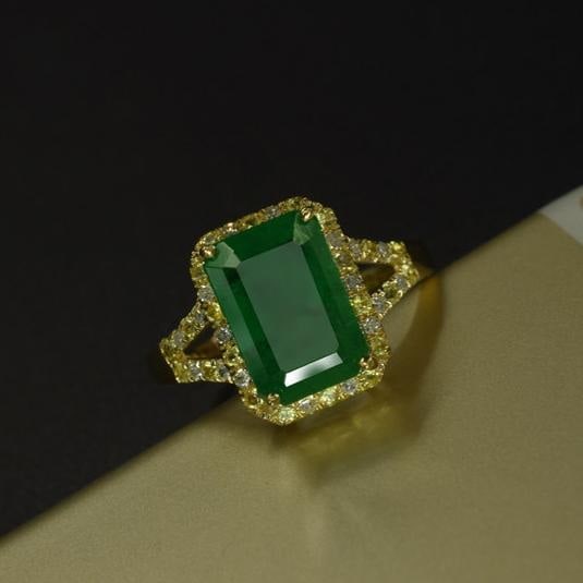 14k Gold 3.55 Ctw Natural Emerald & Diamond Ring - 4