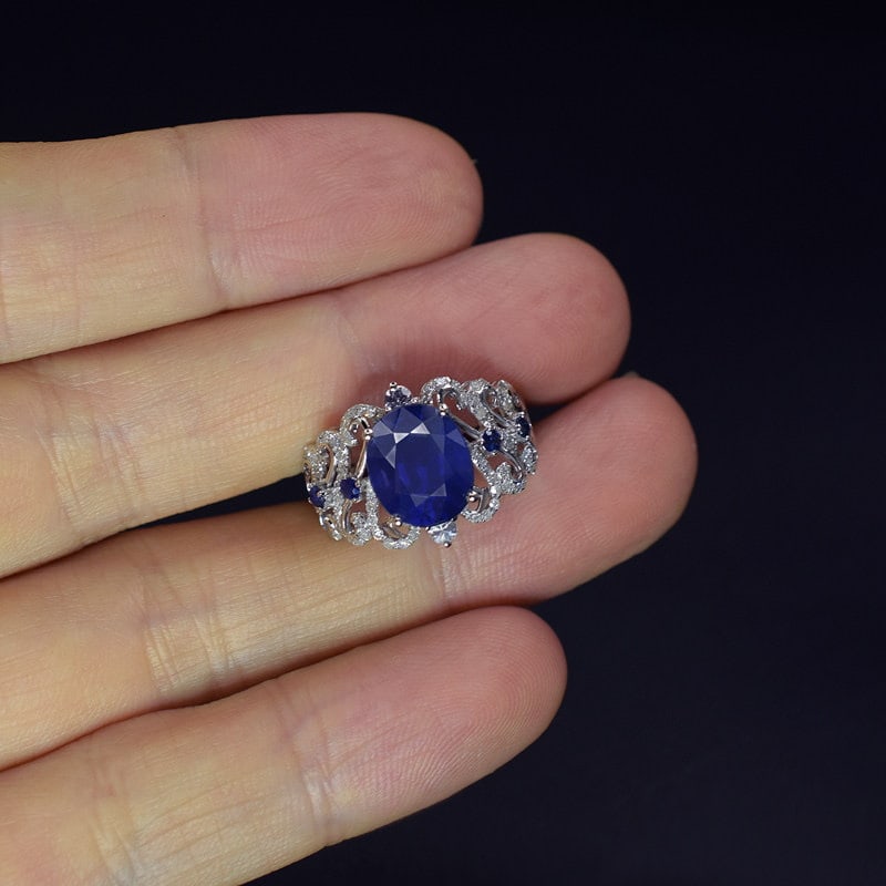 14k Gold 3.30 Ctw Natural Sapphire & Sapphire Ring - 3