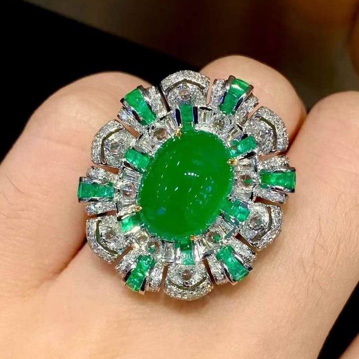 14k Gold 8.05 Ct Natural Emerald & Diamond Ring/pendant( Without Chain ) - 4
