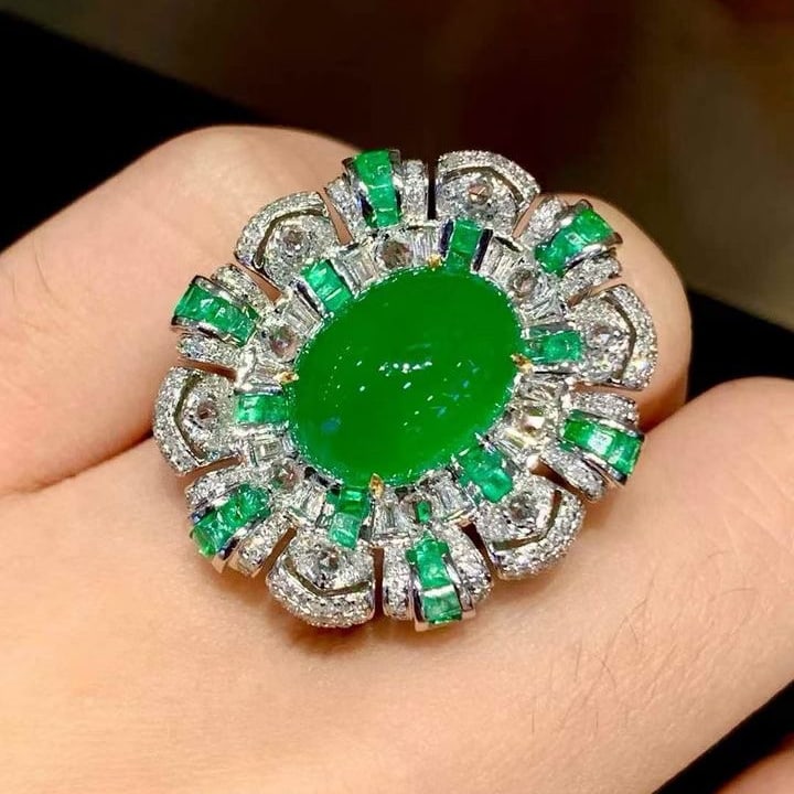 14k Gold 8.05 Ct Natural Emerald & Diamond Ring/pendant( Without Chain ) - 5