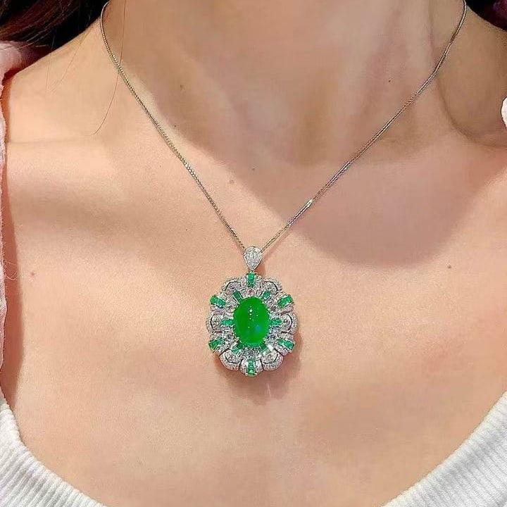 14k Gold 8.05 Ct Natural Emerald & Diamond Ring/pendant( Without Chain ) - 6