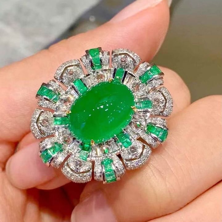 14k Gold 8.05 Ct Natural Emerald & Diamond Ring/pendant( Without Chain ) - 9