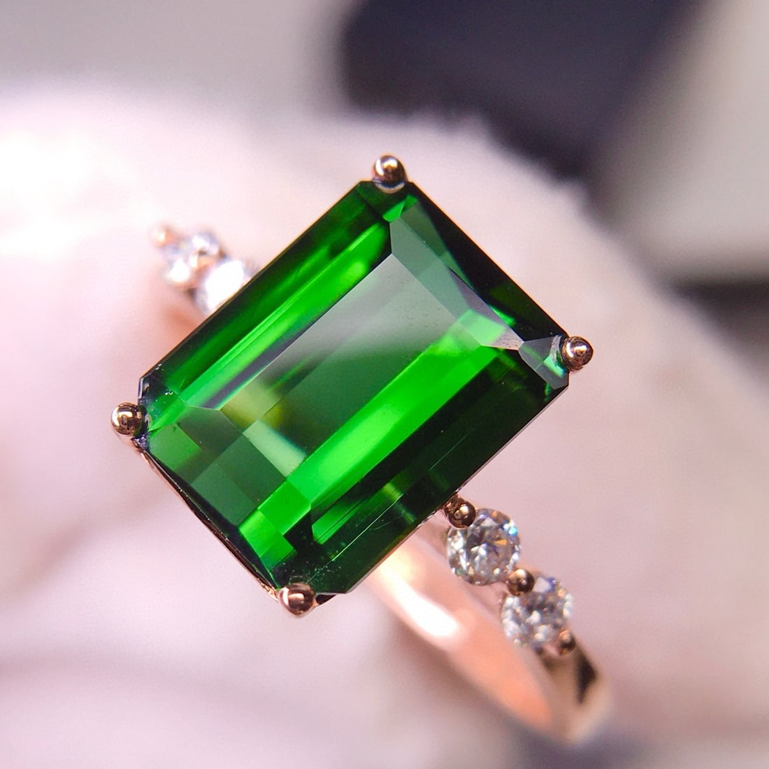 14k Gold 3.02 Ct Natural Tourmaline & Diamond Ring - 2