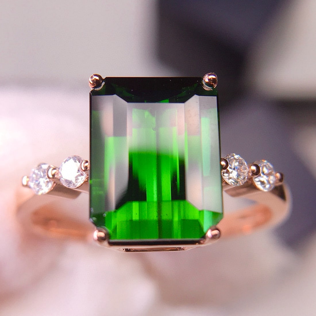 14k Gold 3.02 Ct Natural Tourmaline & Diamond Ring - 6