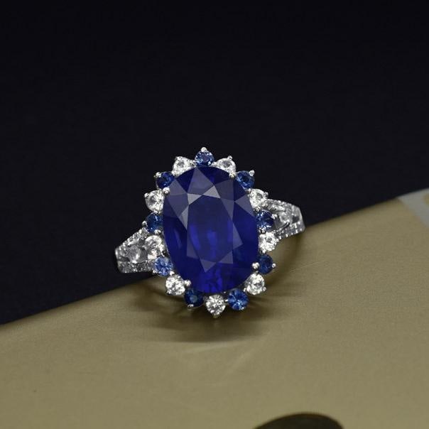 14k Gold 5.65 Ctw Natural Sapphire & Sapphire Ring - 3