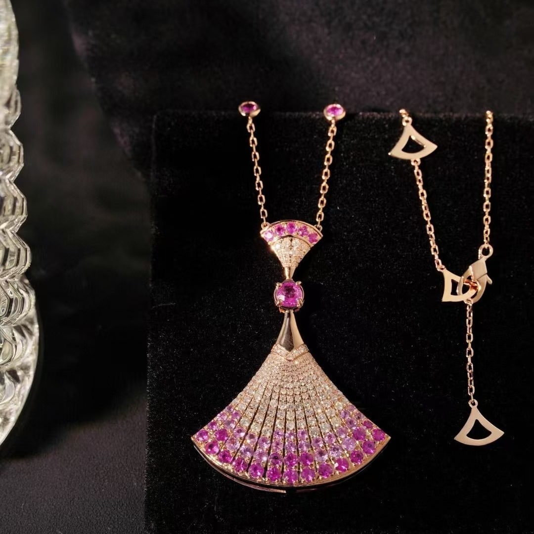 14k Gold 4.30 Ctw Natural Sapphire & Diamond Necklace: Ref:231145048 // gold content:14k gold // main gemstone:sapphire // shape:round // carat weight:3. 0ct // color:pink // treatment:natural // cut grade:g // // adjacent gemstone 2 : diamond //