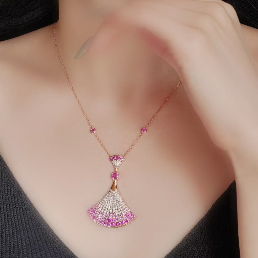 14k Gold 4.30 Ctw Natural Sapphire & Diamond Necklace - 3