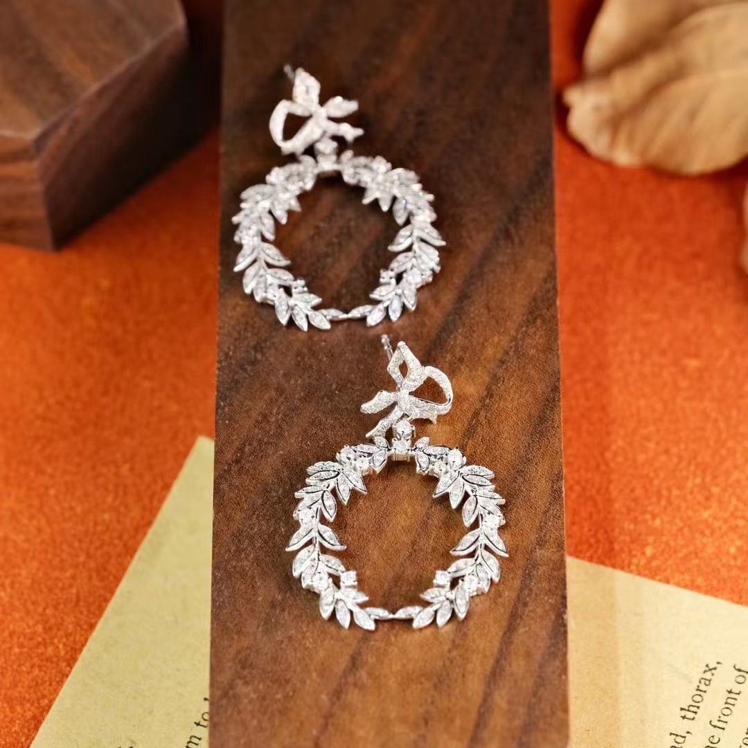 14k Gold 1.1 Ct Natural H Diamond Earrings - 4