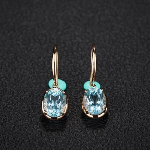 14k Gold 3.76 Ct Natural Aquamarine Earrings - 5