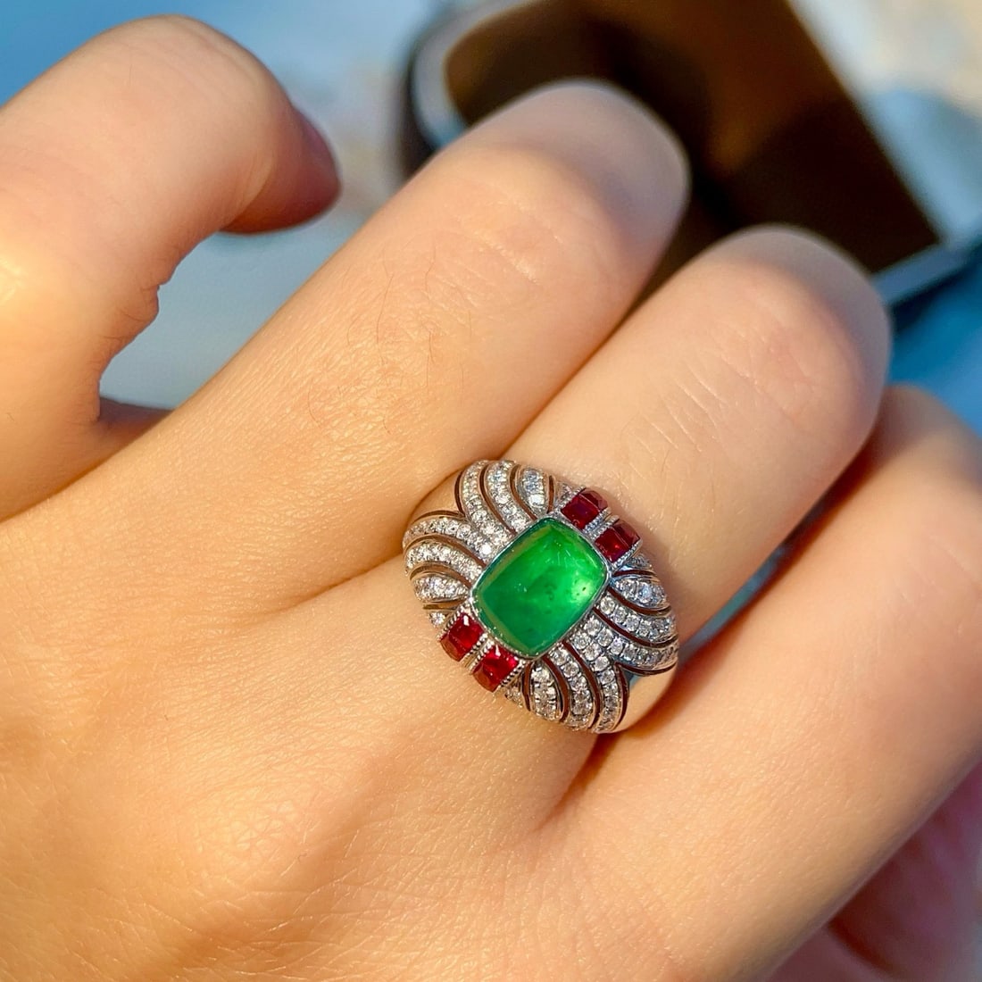 14k Gold 2.56 Ctw Natural Emerald & Diamond Ring - 2