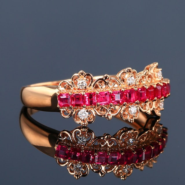 14k Gold 0.68 Ctw Natural Ruby & Diamond Ring - 3