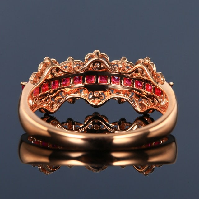 14k Gold 0.68 Ctw Natural Ruby & Diamond Ring - 4