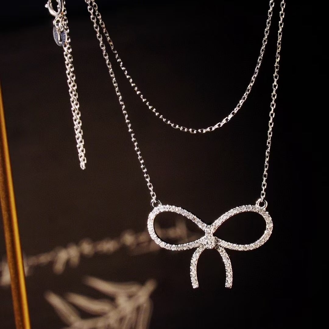 14k Gold 0.4 Ct Natural H Diamond Necklace - 3
