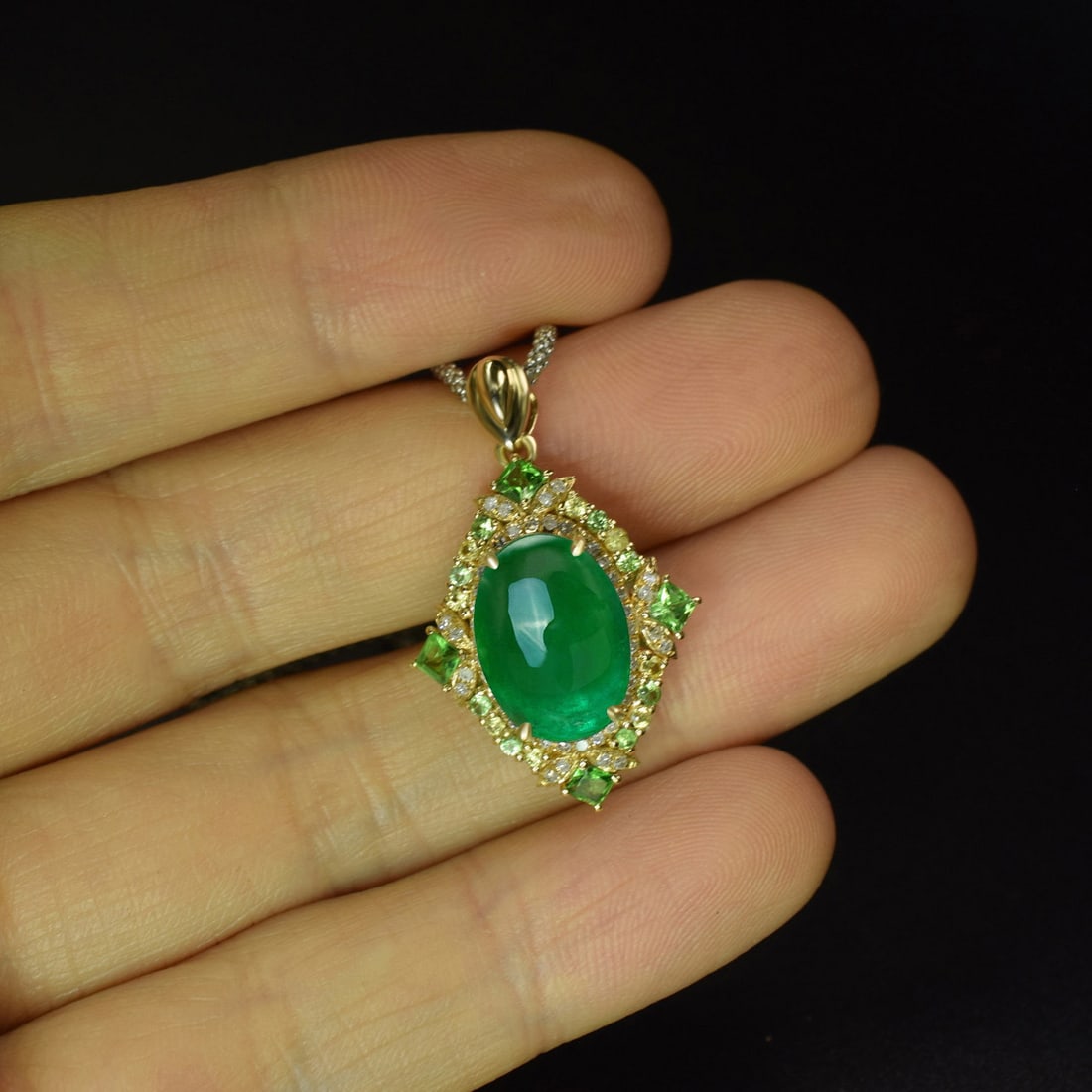 14k Gold 4.13 Ctw Natural Emerald & Sapphire Pendant( Without Chain ) - 4