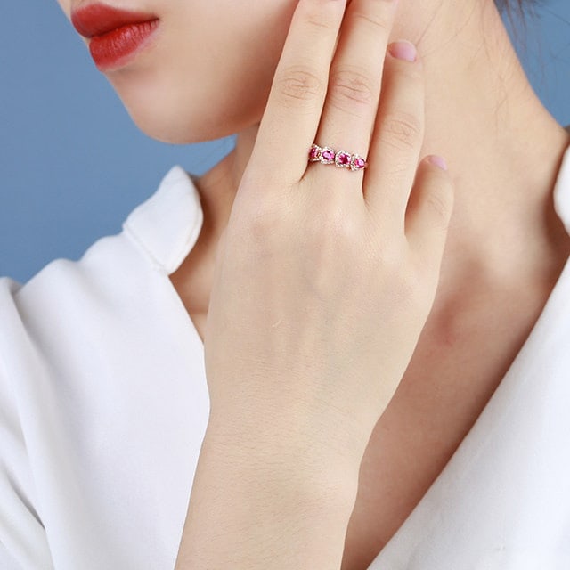14k Gold 1.14 Ctw Natural Ruby & Diamond Ring - 6
