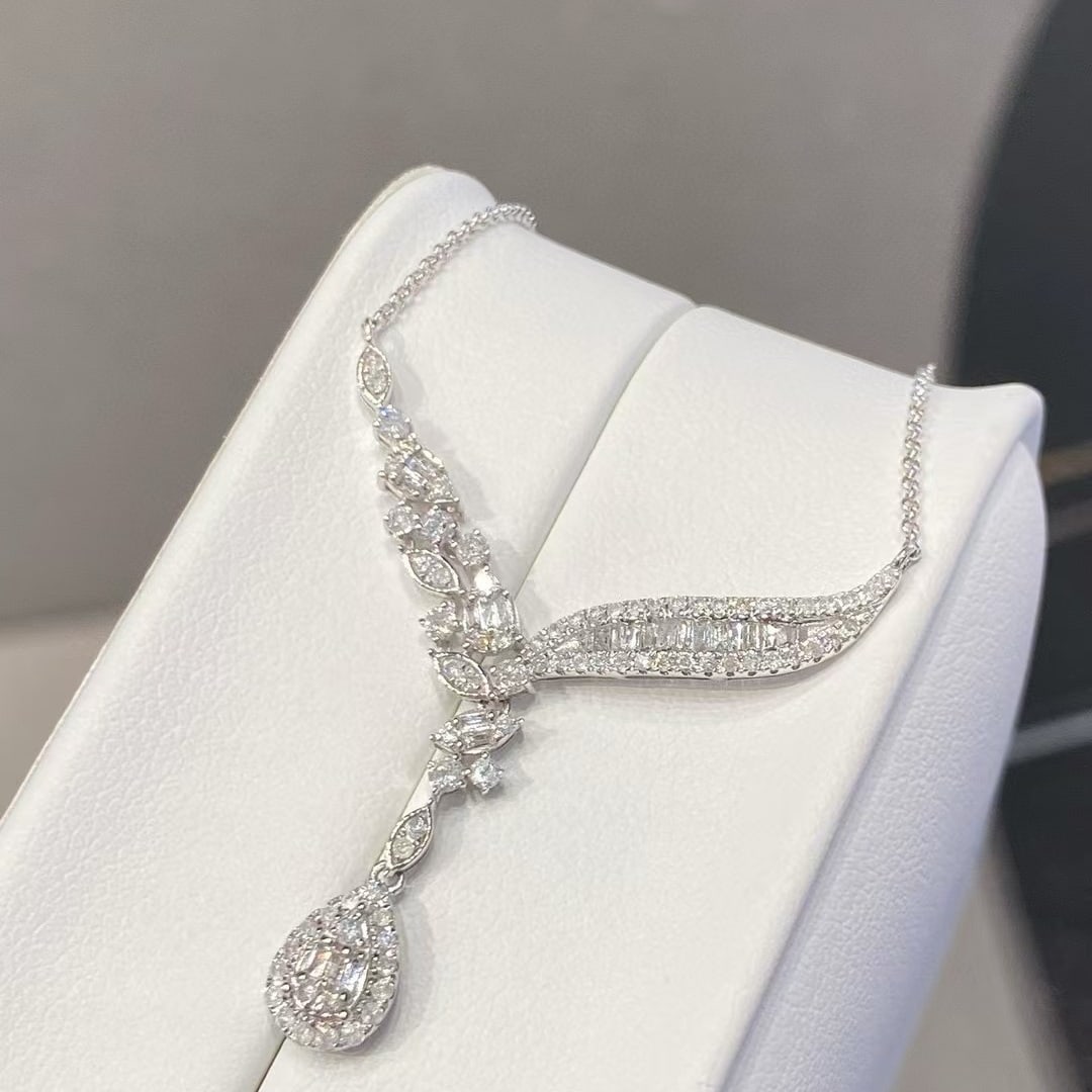 14k Gold 0.62 Ct Natural H Diamond Necklace - 2