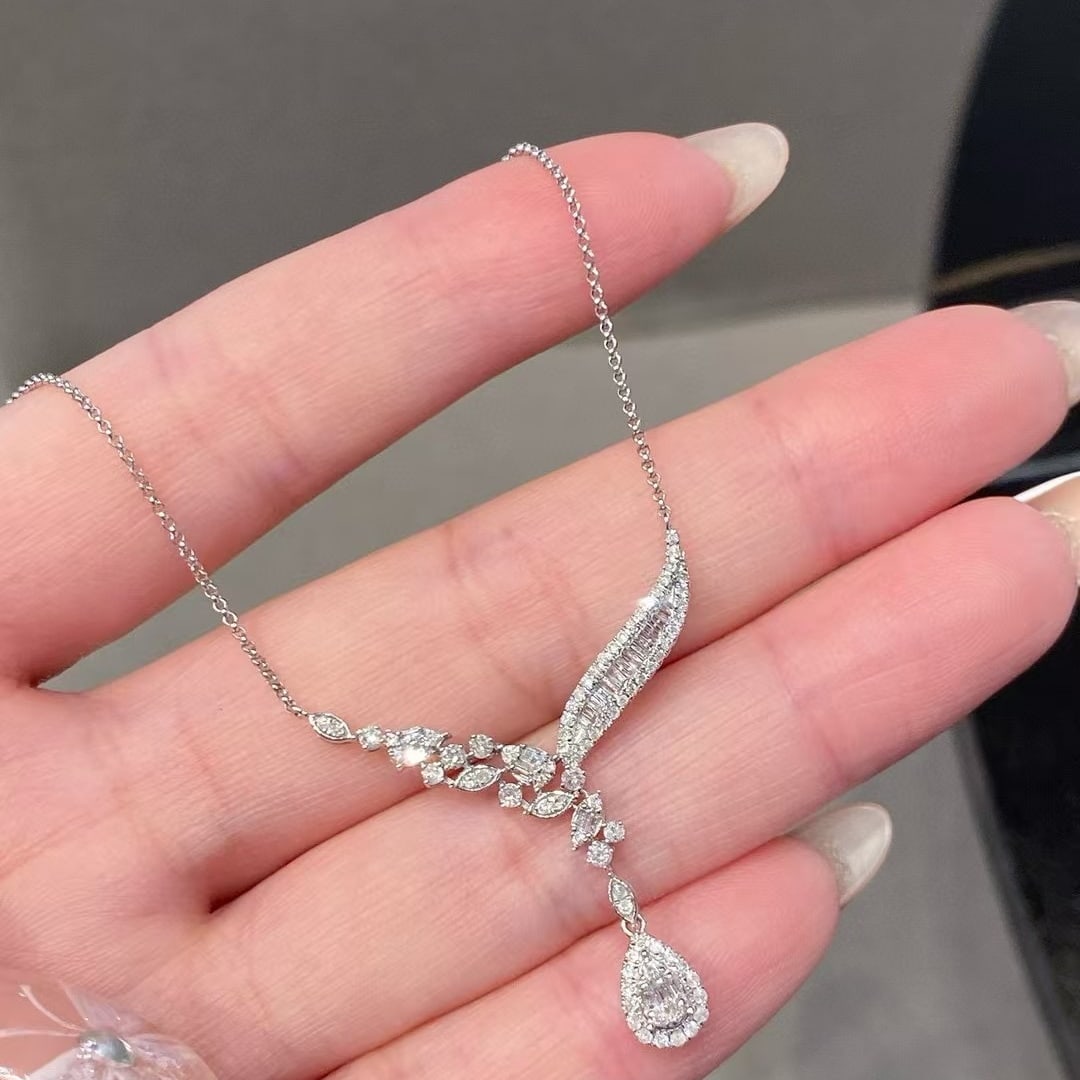 14k Gold 0.62 Ct Natural H Diamond Necklace - 4