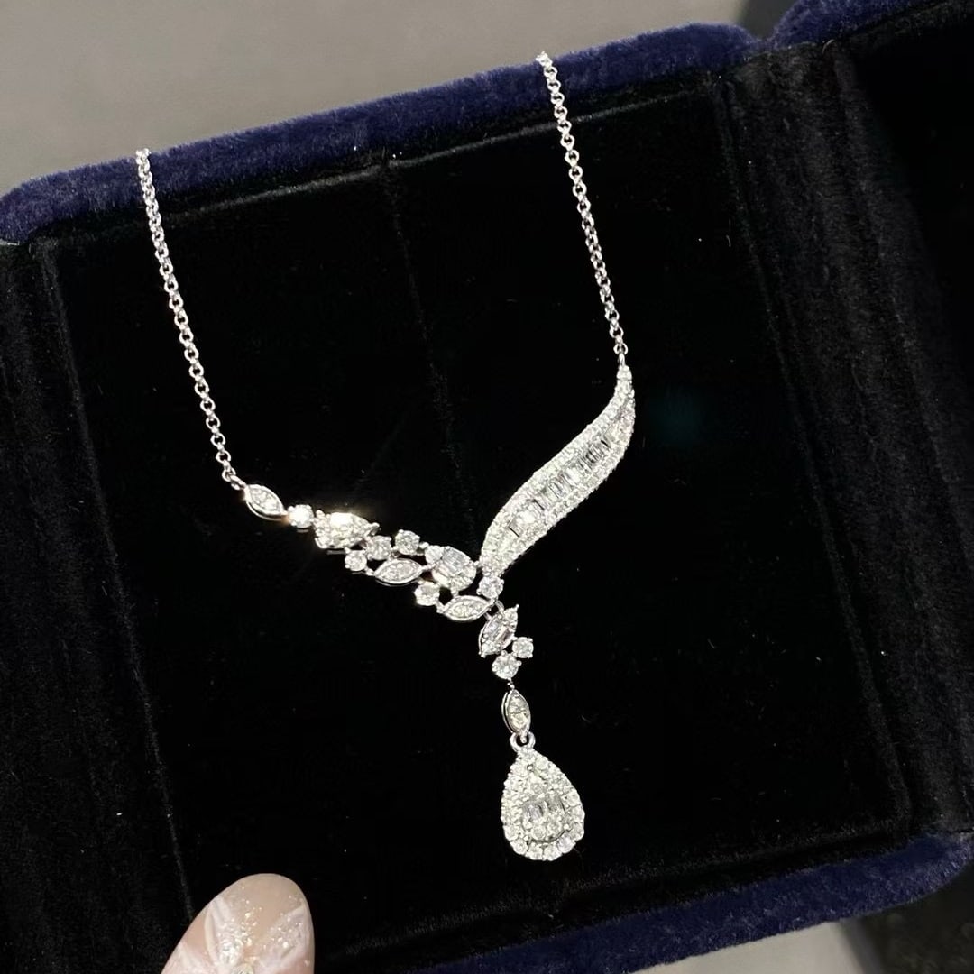 14k Gold 0.62 Ct Natural H Diamond Necklace - 5
