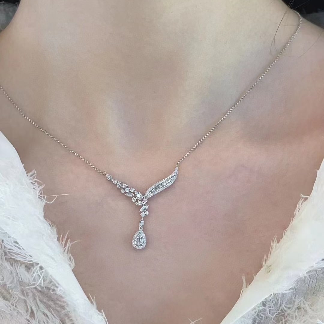 14k Gold 0.62 Ct Natural H Diamond Necklace - 7