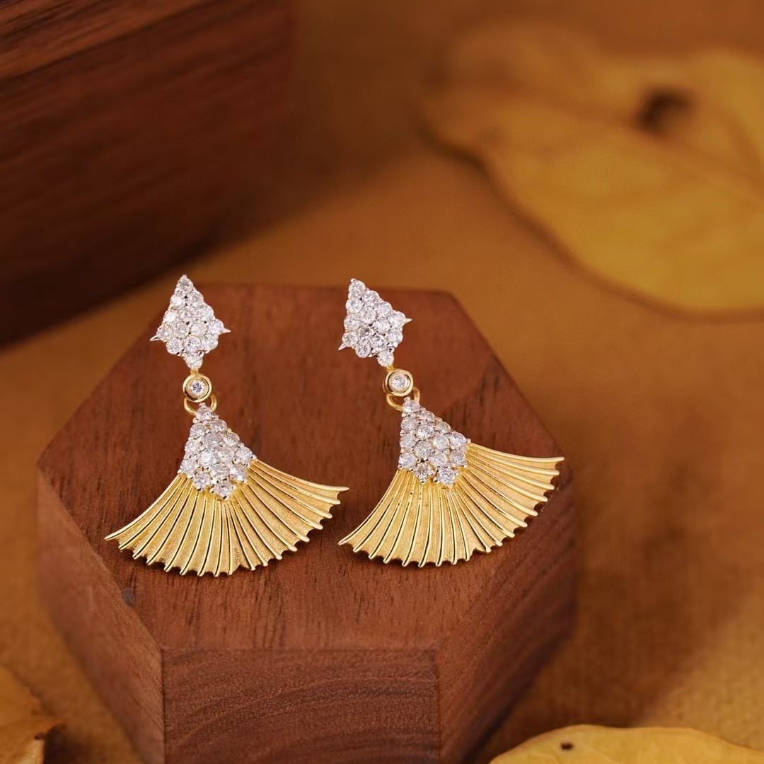 14k Gold 0.8 Ct Natural H Diamond Earrings - 6
