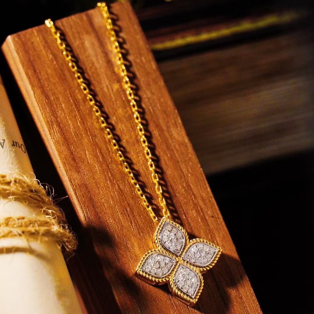 14k Gold 0.52 Ct Natural H Diamond Necklace - 2
