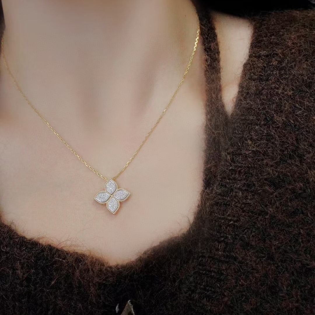14k Gold 0.52 Ct Natural H Diamond Necklace - 3