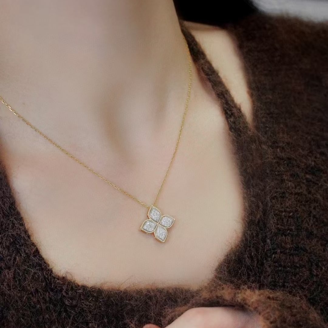14k Gold 0.52 Ct Natural H Diamond Necklace - 4