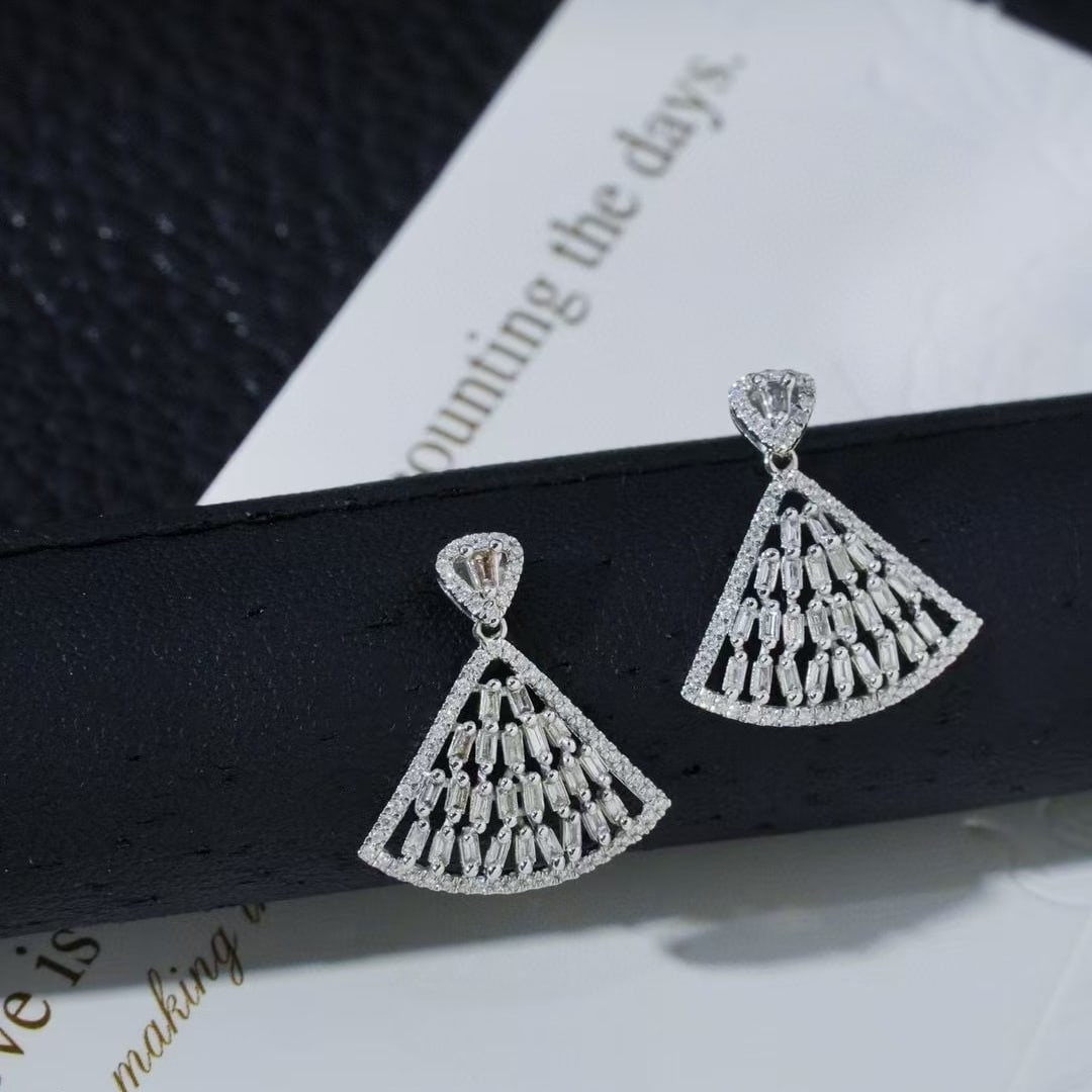 14k Gold 0.86 Ct Natural H Diamond Earrings - 5