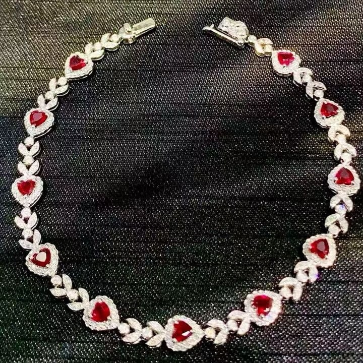 14k Gold 2.0 Ct Vivid Red Natural Ruby & Diamond Bracelet (1 of 6)