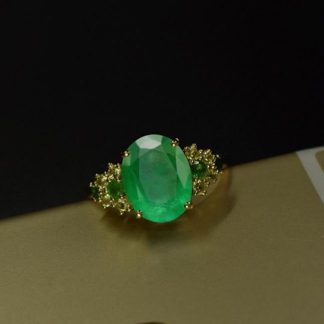14k Gold 2.63 Ctw Natural Emerald & Sapphire Ring - 4