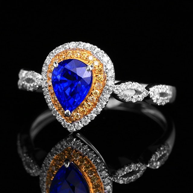 14k Gold 1.48 Ctw Natural Sapphire & Diamond Ring - 2