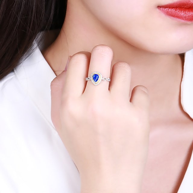 14k Gold 1.48 Ctw Natural Sapphire & Diamond Ring - 5