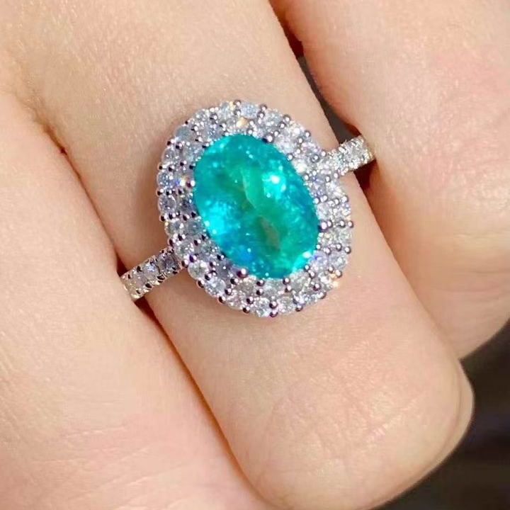 14k Gold 1.45 Ct Natural Paraiba Tourmaline & Diamond Ring - 5