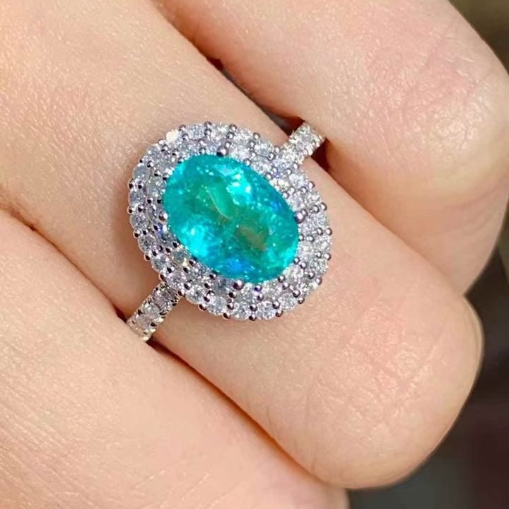 14k Gold 1.45 Ct Natural Paraiba Tourmaline & Diamond Ring - 6