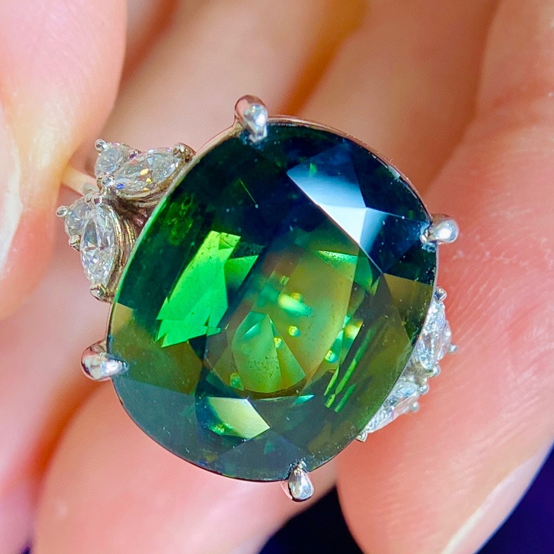 14k Gold 11.66 Ctw Natural Sapphire & Diamond Ring - 4