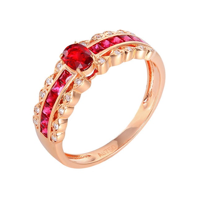 14k Gold 0.94 Ctw Natural Ruby & Ruby Ring - 5