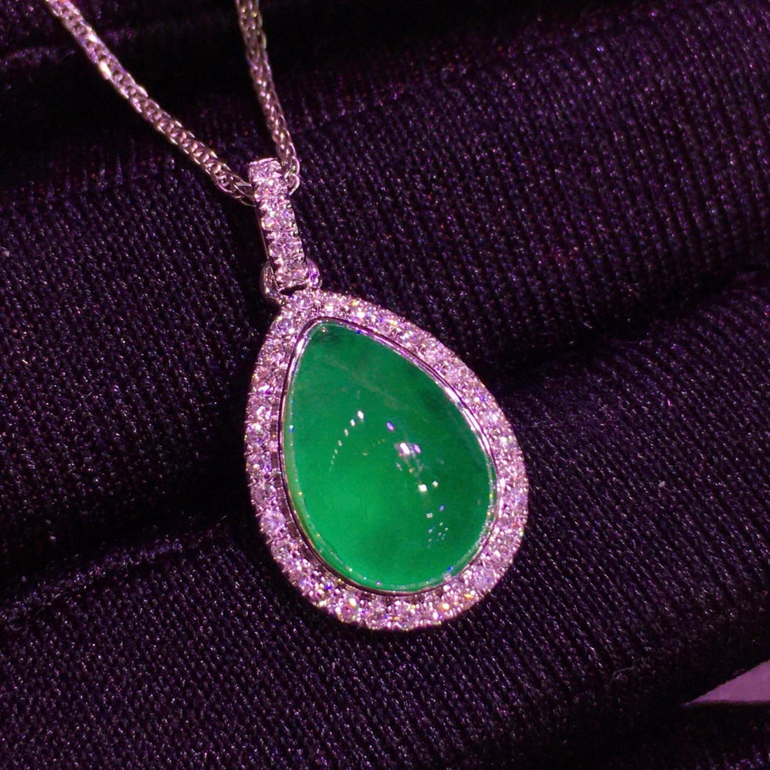 14k Gold 3.91 Ct Natural Emerald & Diamond Pendant( Without Chain ) - 2