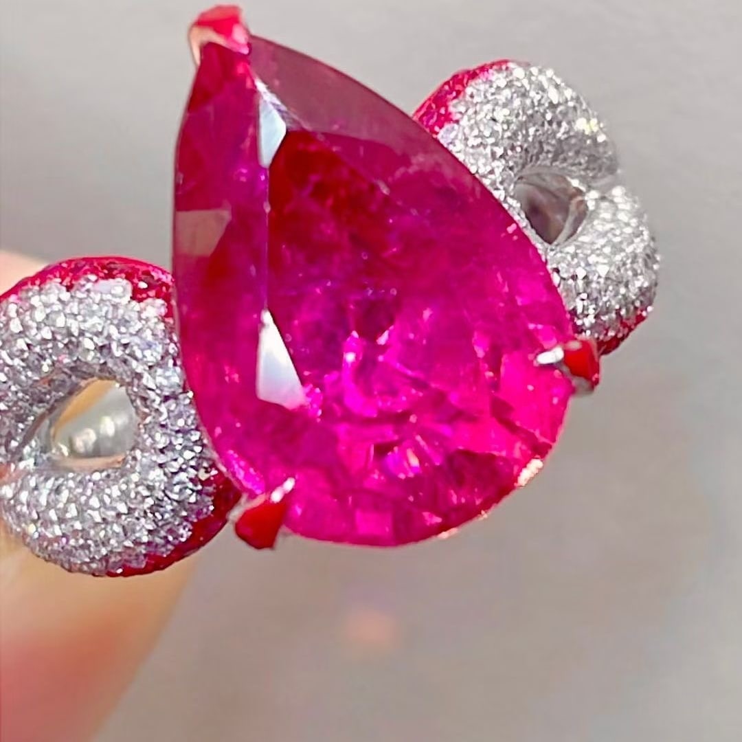 14k Gold 7.5 Ct Natural Tourmaline & Diamond Ring - 4