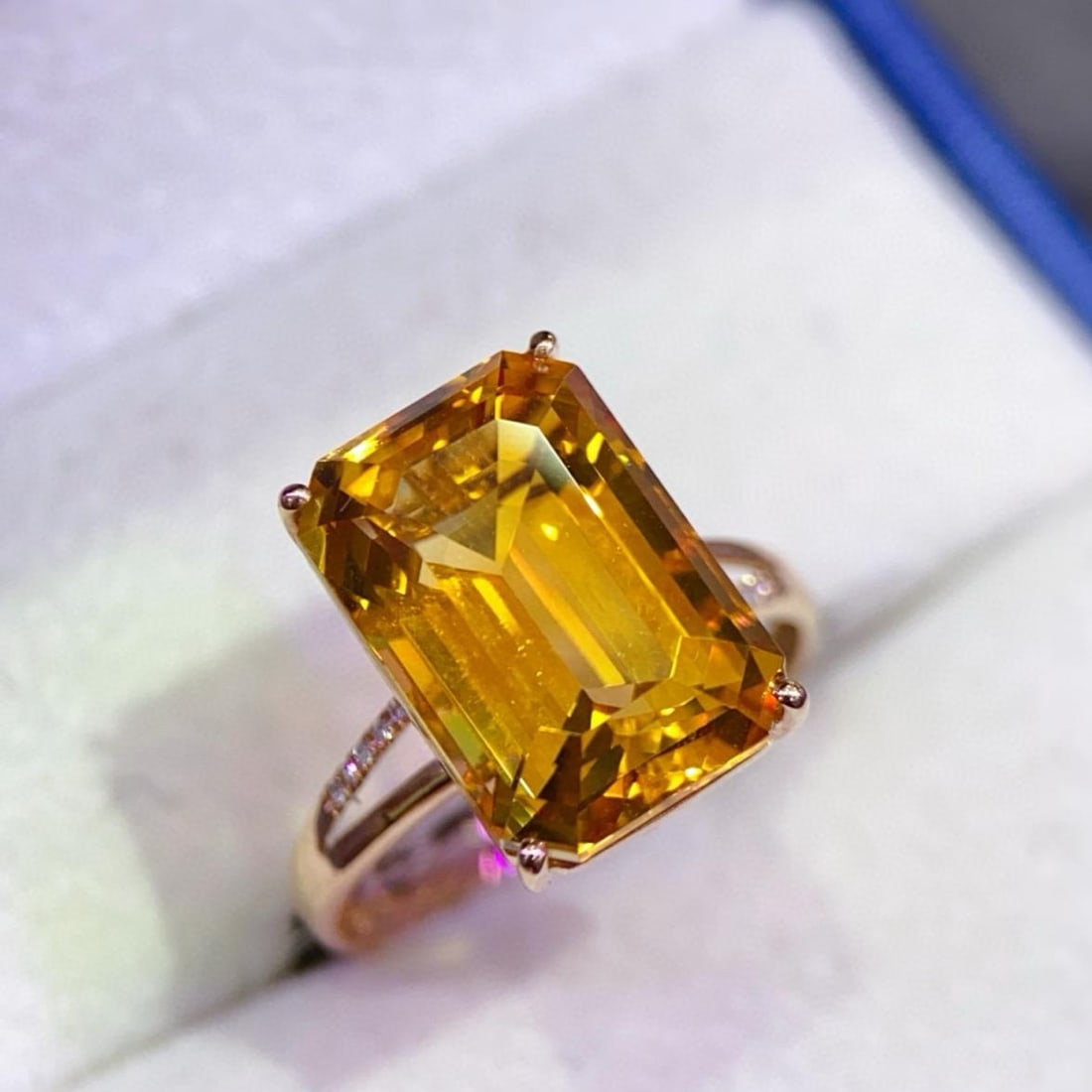 14k Gold 7.33 Ctw Natural Citrine & Diamond Ring: Ref:231145257 // gold content:14k gold // ring size:7. 25us // // main gemstone:citrine // shape:octagonal // carat weight:7. 3ct // color:yellow // treatment:natural // // adjacent gemstone 2 :