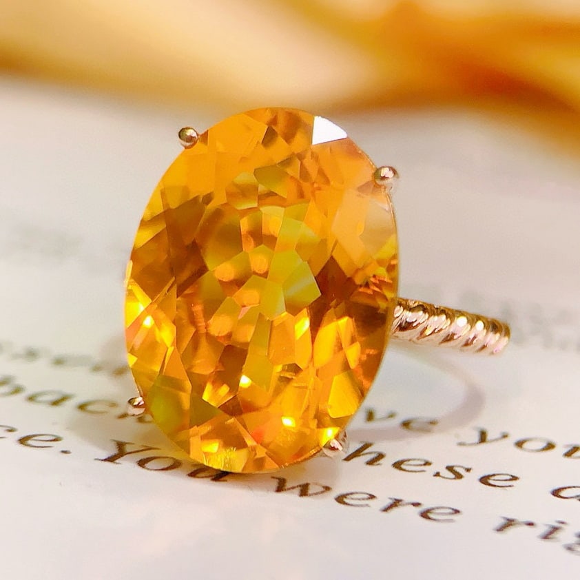 14k Gold 8.2 Ct Natural Citrine Ring: Ref:231145258 // gold content:14k gold // ring size:7. 25us // // main gemstone:citrine // shape:oval // carat weight:8. 2ct // color:yellow // treatment:natural // Low Estimate: 1500Condition: