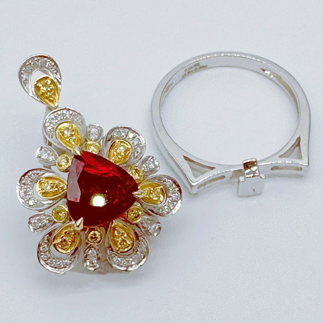 14k Gold 2.35 Ctw Natural Ruby & Diamond Ring/pendant( Without Chain ) - 3