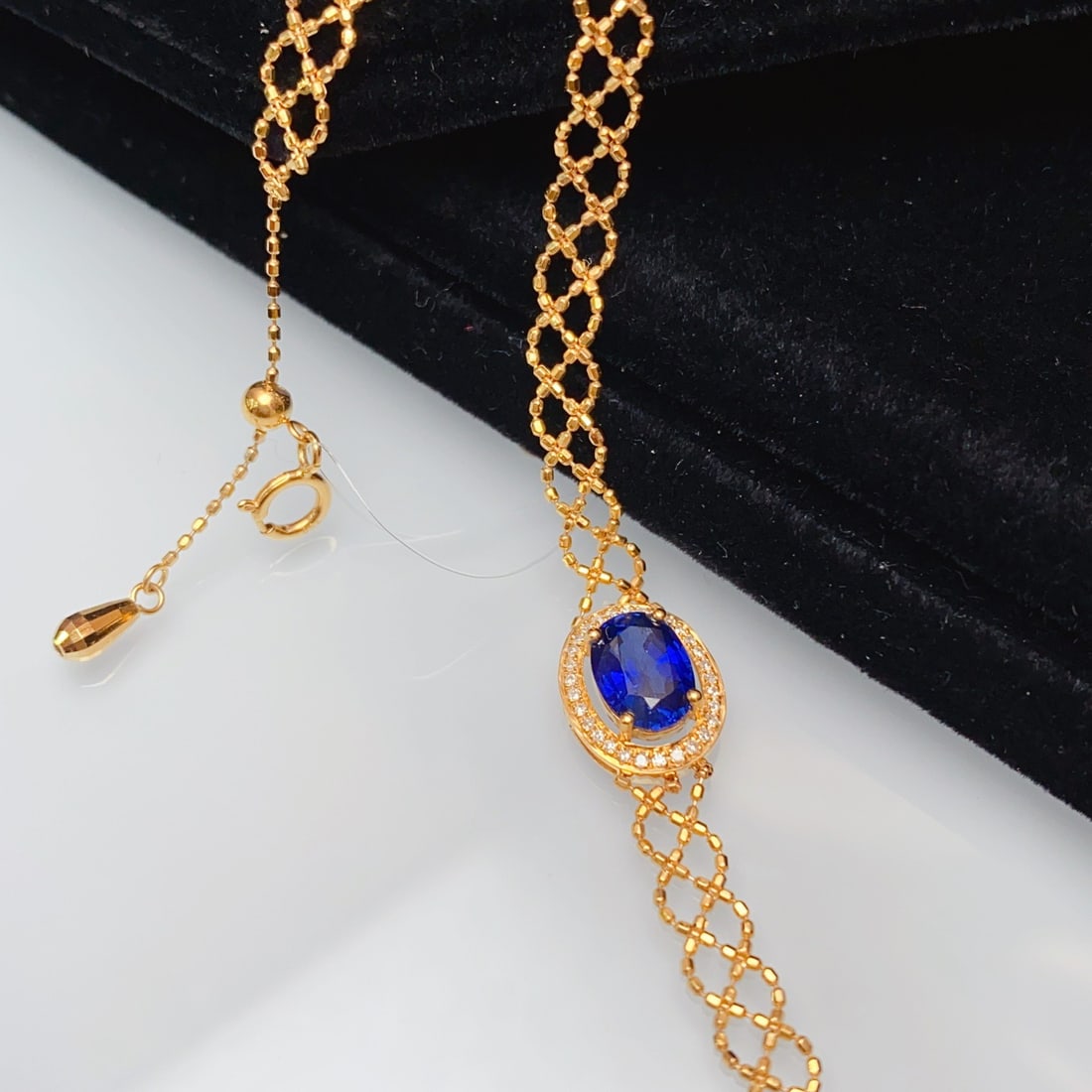 14k Gold 1.30 Ct Natural Sapphire & Diamond Bracelet - 3