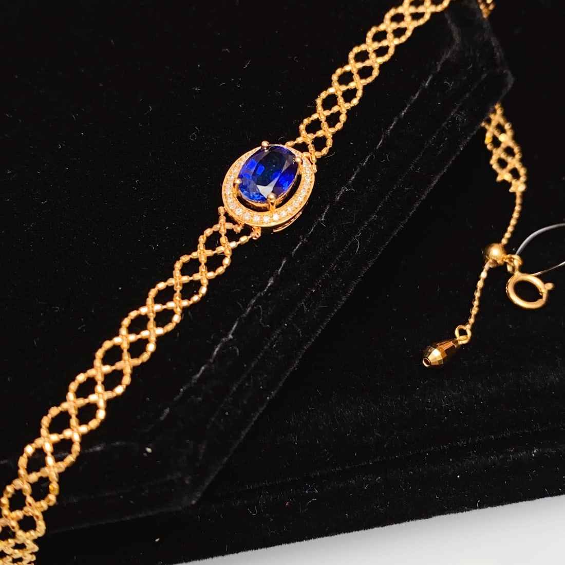 14k Gold 1.30 Ct Natural Sapphire & Diamond Bracelet - 6