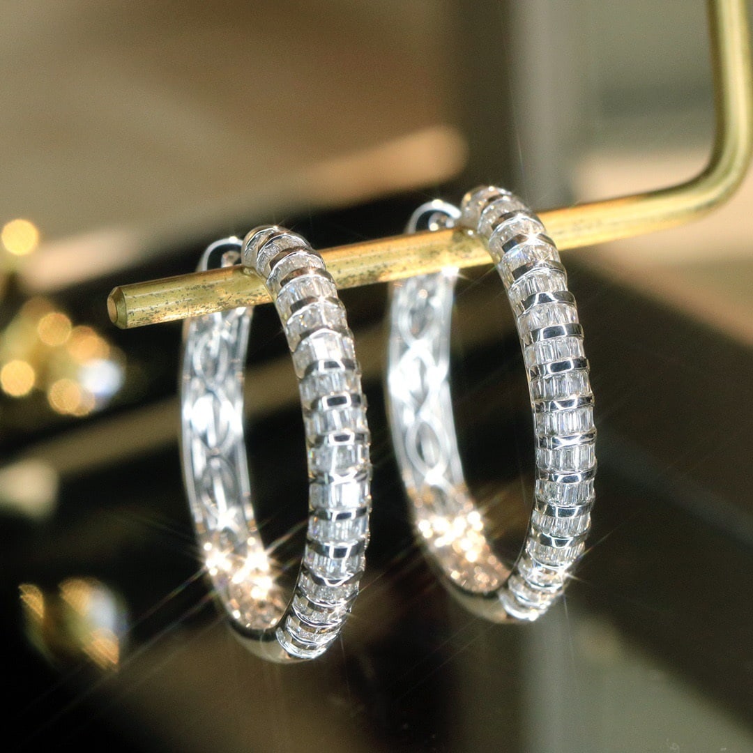 14k Gold 0.48 Ct Natural H Diamond Earrings - 8