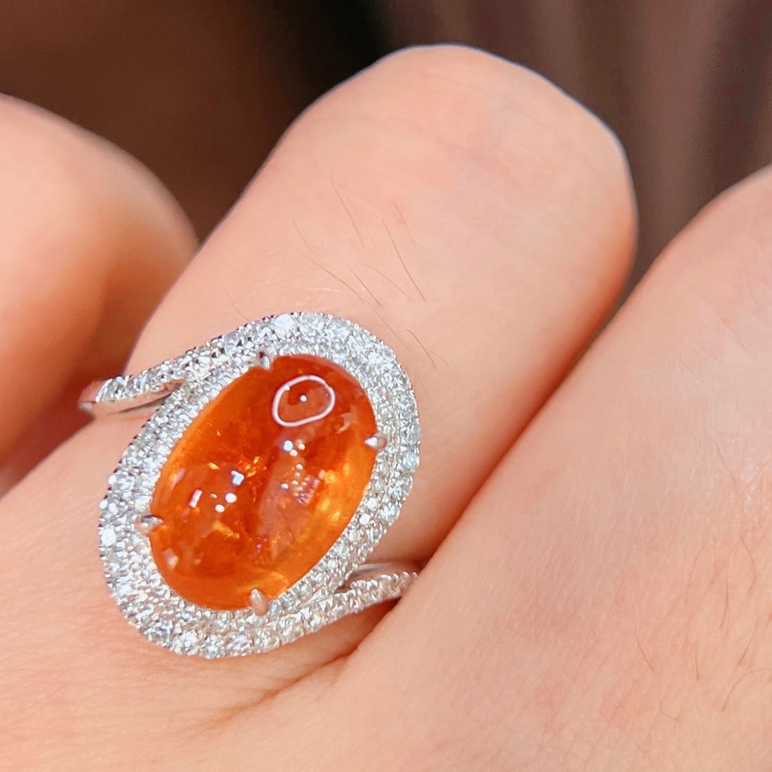 14k Gold 6.85 Ctw Natural Spessartine & Diamond Ring - 6